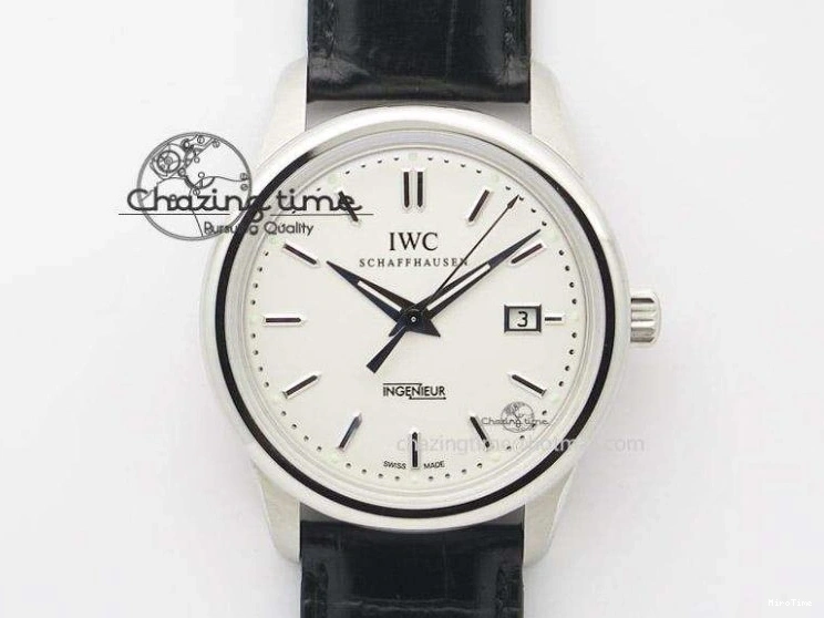 MIROTIME 1230 Portofino Automatic SS FKF 1:1 Best Edition White Dial SS Markers on Black Leather Strap A QuickDry 7138